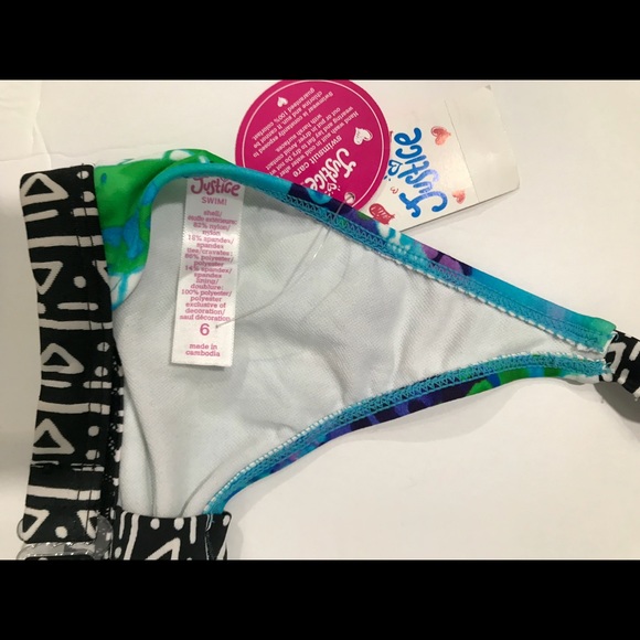 Justice Size 6 Bikini Swim Suit NWT 2 Piece Cute! - Picture 6 of 8